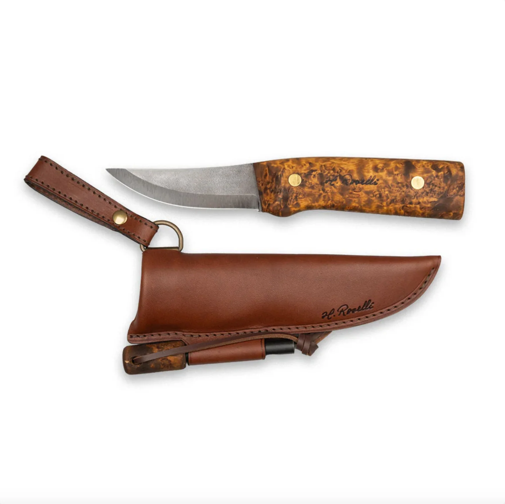 Roselli Hunting Knife full Tang, with Dark Handle & Fire Steel