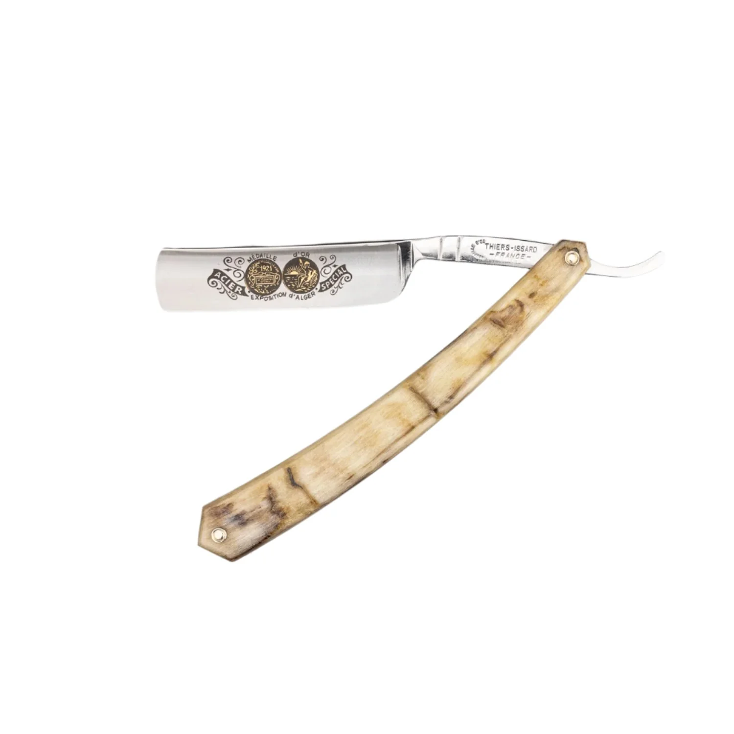Thiers Issard Straight Razor, Gold Medallion Rams Horn, 5/8"
