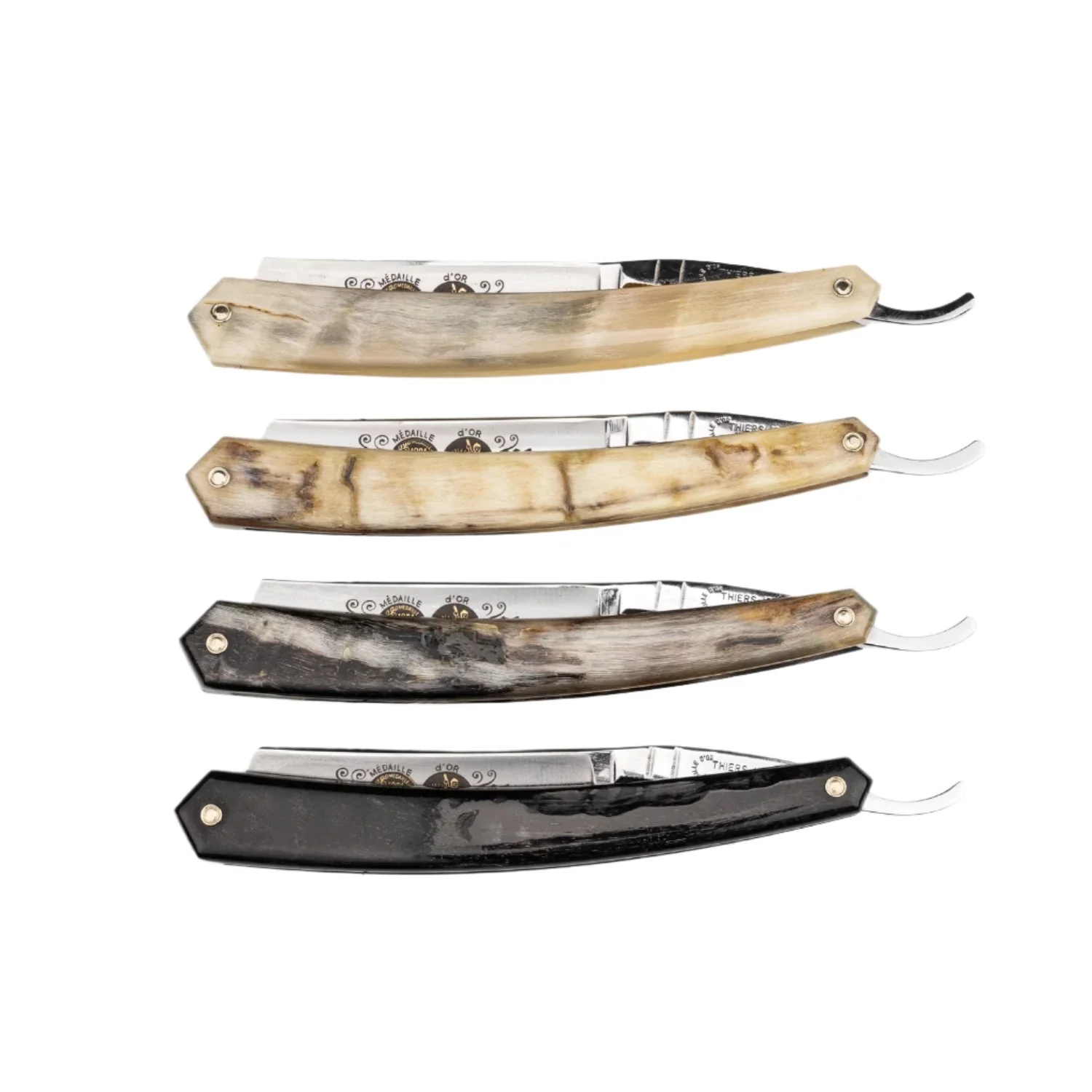 Thiers Issard Straight Razor, Gold Medallion Rams Horn, 5/8" - Image 2